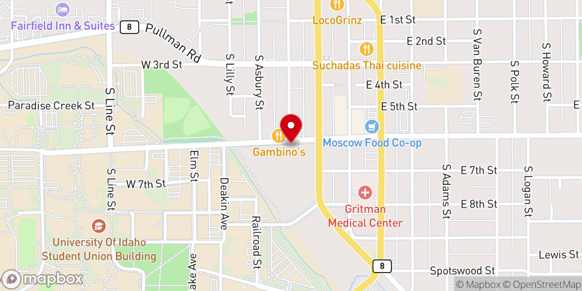Map showing location of RCCG Glory of God Parish, Moscow, Idaho