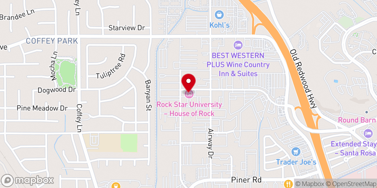Map showing location of Thrive Church
