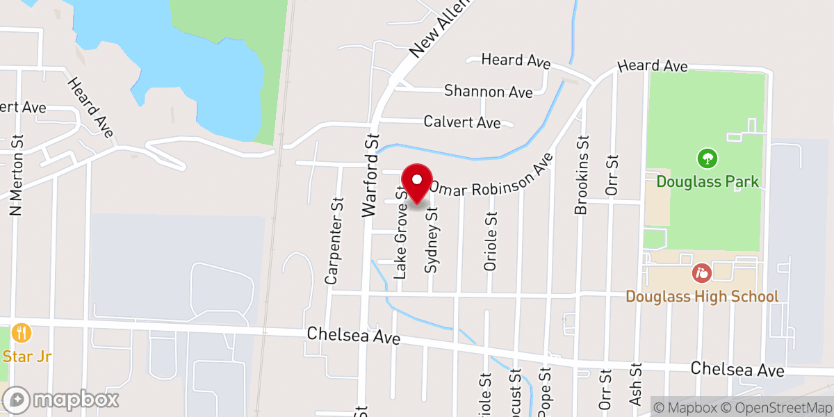 Map showing location of Travelers Rest Baptist Church