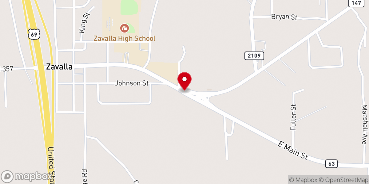 Map showing location of Zavalla