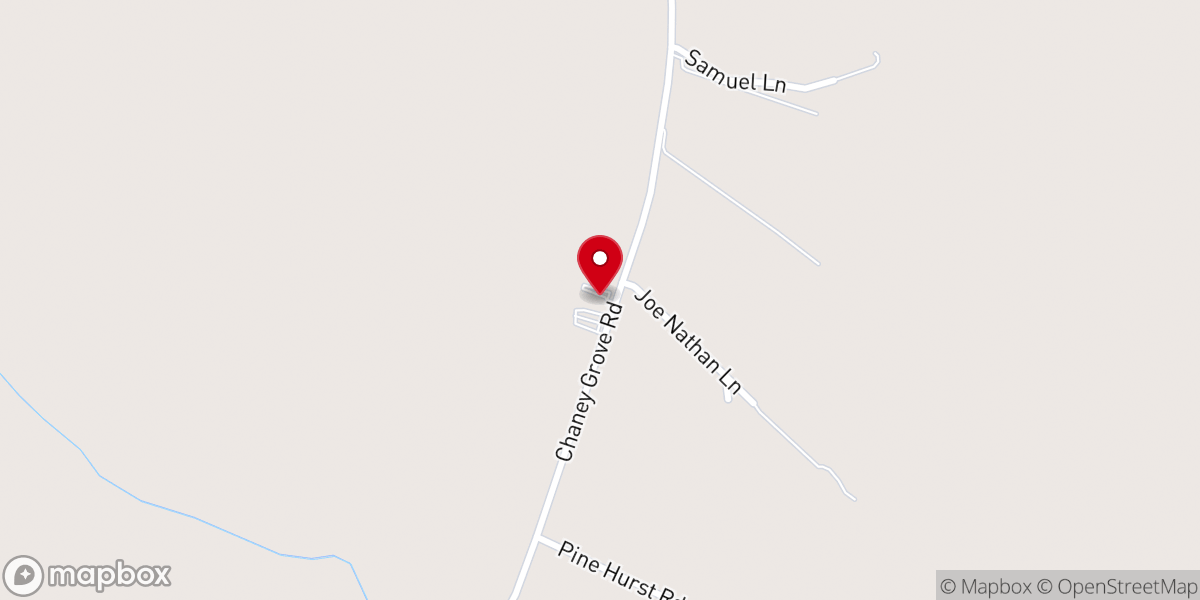Map showing location of Chaney Grove Baptist Church