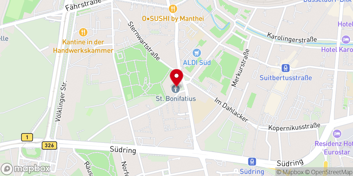 Map showing location of St. Bonifatius