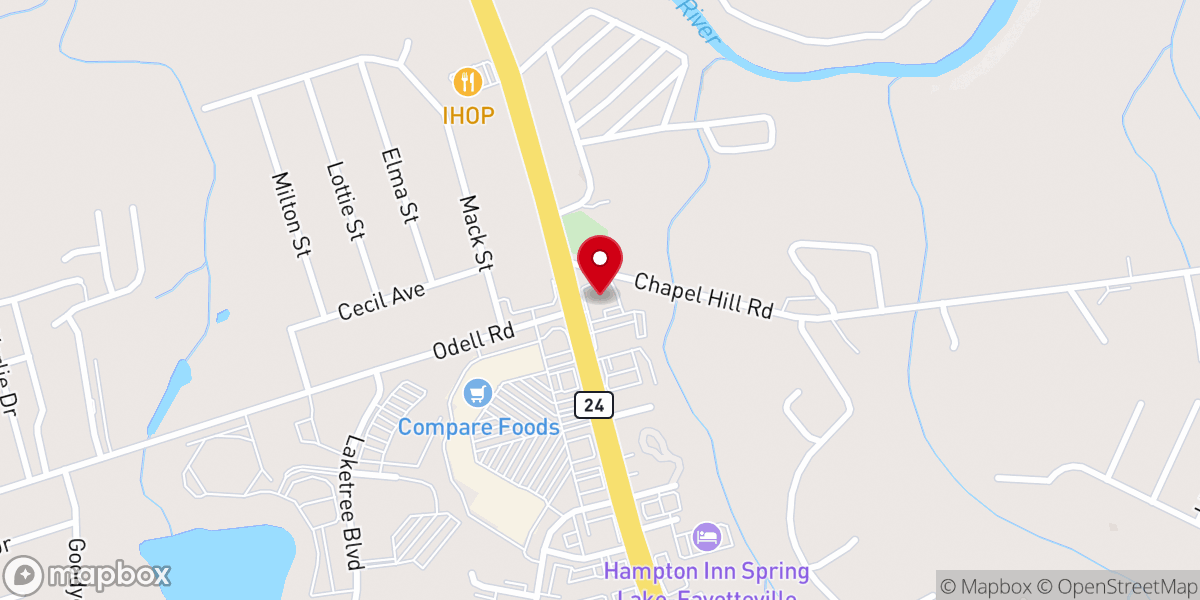 Map showing location of Williams Chapel Church