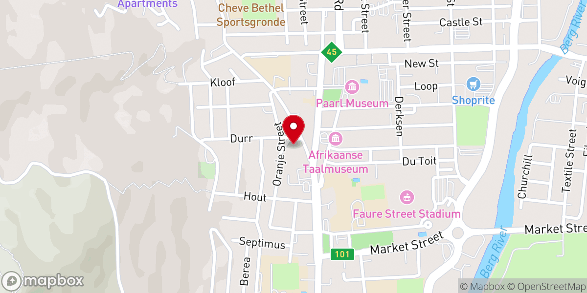 Map showing location of Lewende Woord Paarl Church