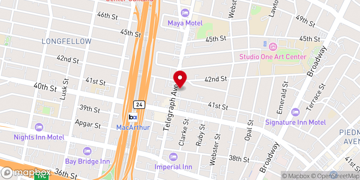 Map showing location of East Bay Church of Religious Science