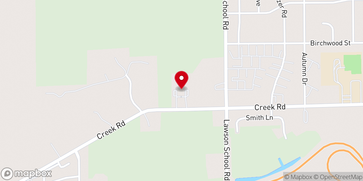 Map showing location of Creek Road Community Church