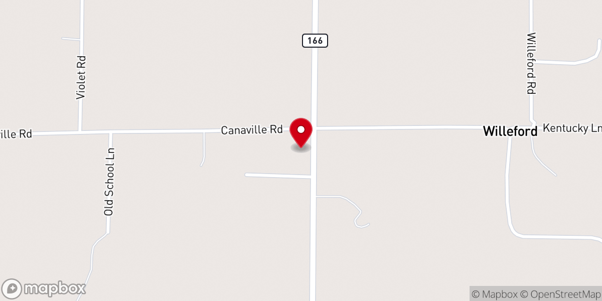 Map showing location of Cana Baptist Church (SBC)