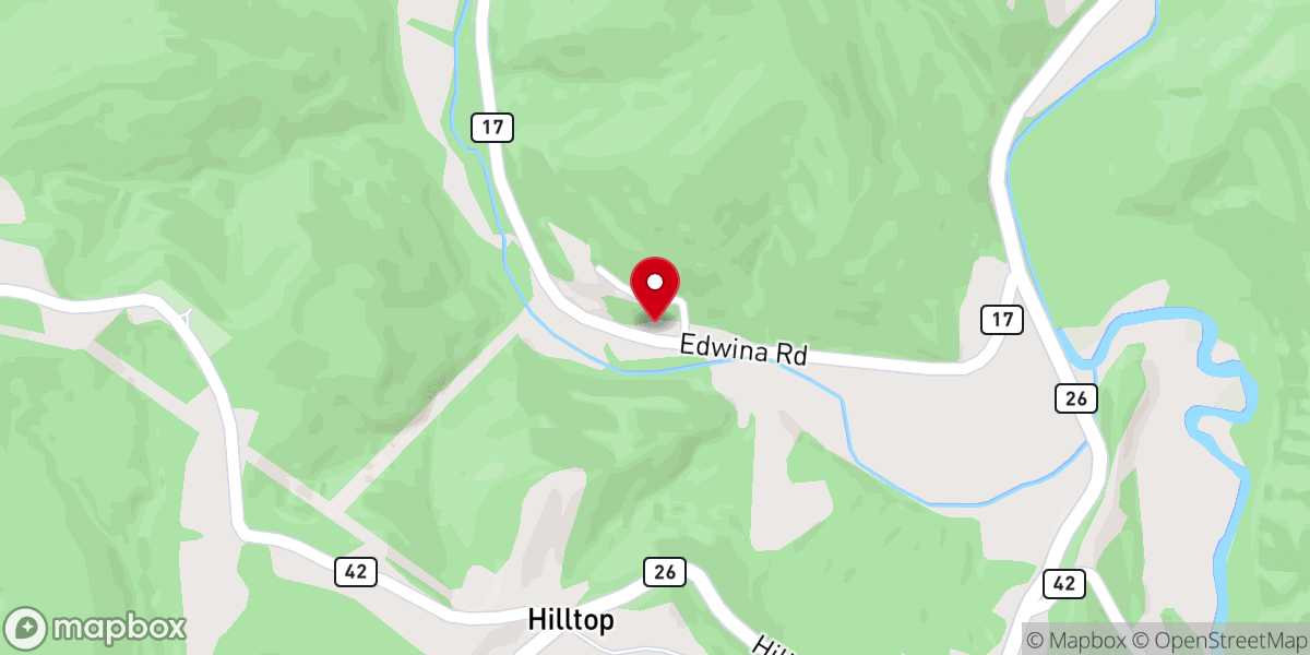 Map showing location of Rich Fork Church