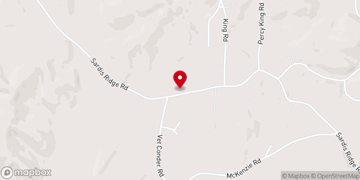 Map showing location of Sardis Ridge Baptist Church