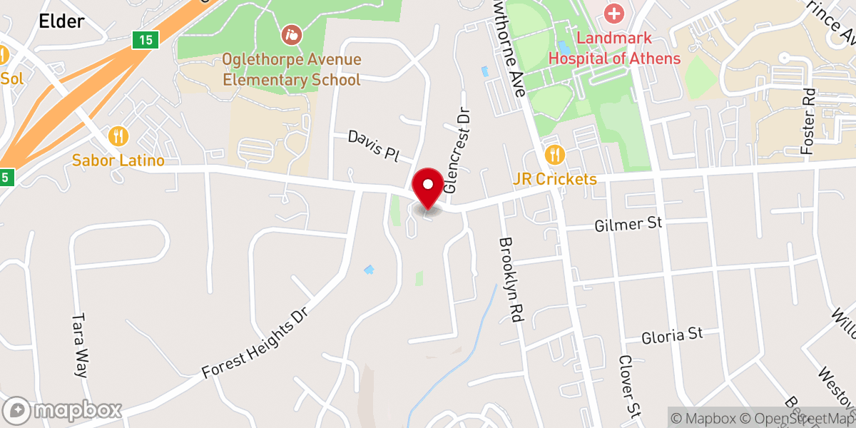 Map showing location of Oglethorpe Avenue Church of Christ