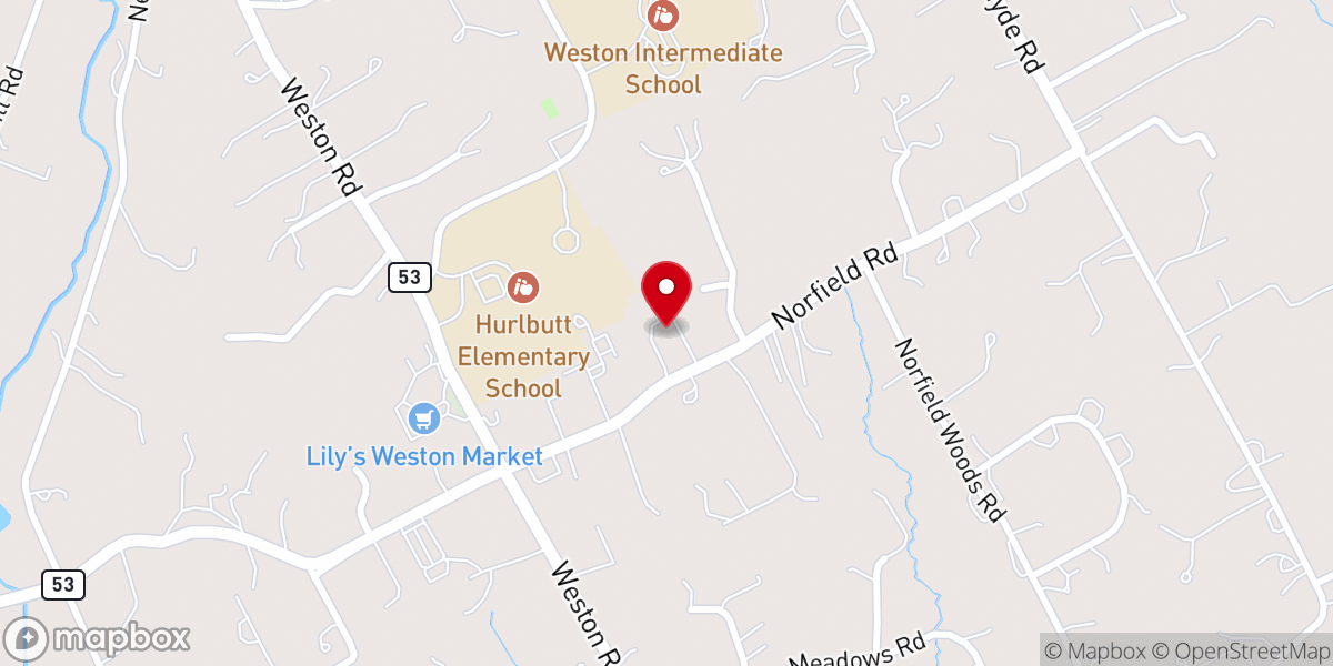 Map showing location of Norfield Congregational Church