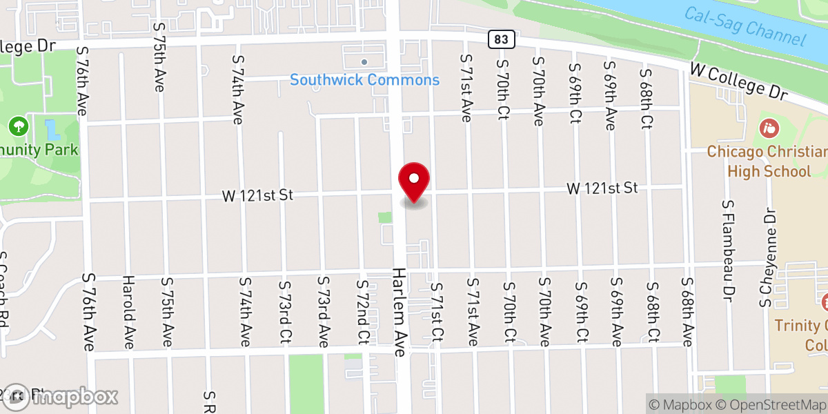 Map showing location of Palos United Methodist Church