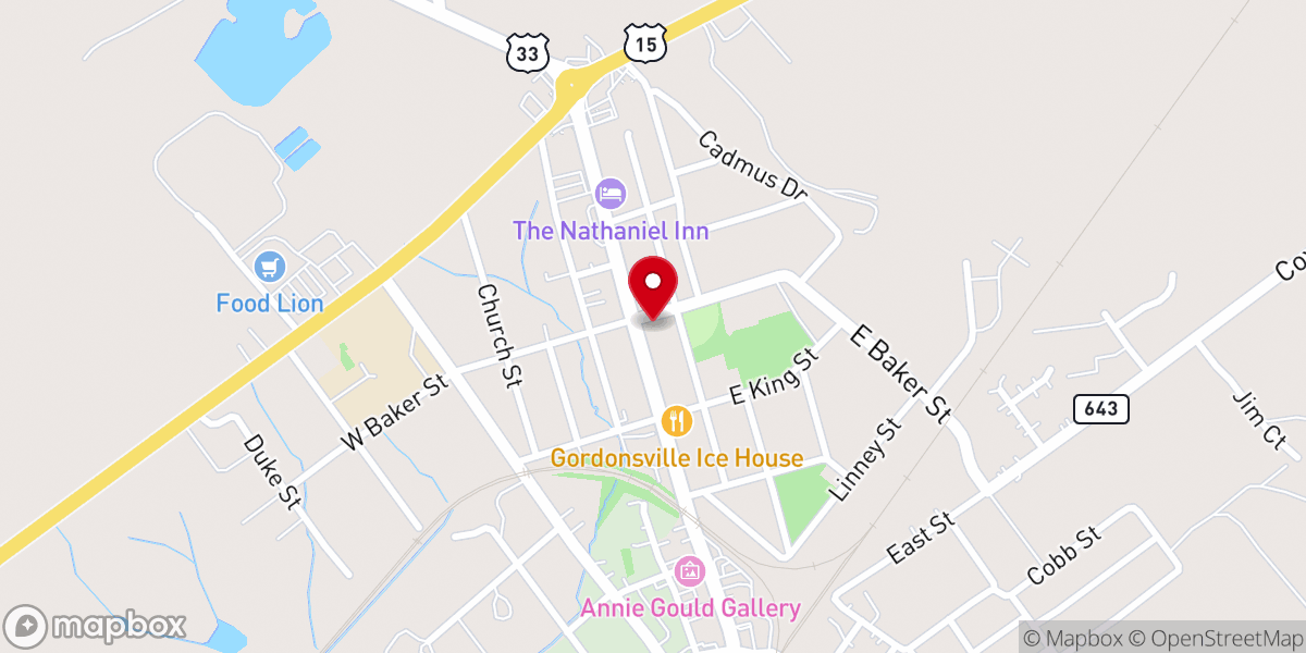 Map showing location of Gordonsville Chapel