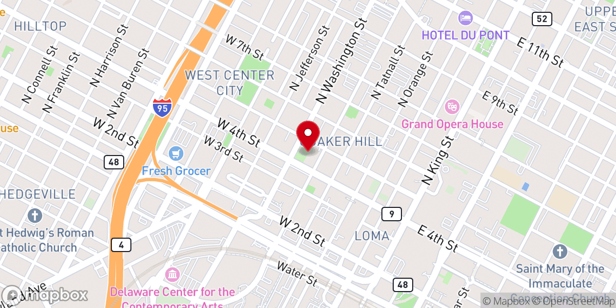 Map showing location of Wilmington Monthly Meeting of Friends