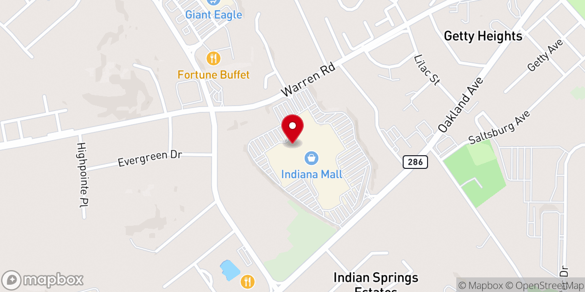 Map showing location of Indiana Mall