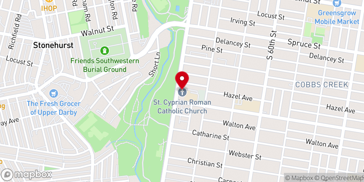 Map showing location of St. Cyprian Roman Catholic Church
