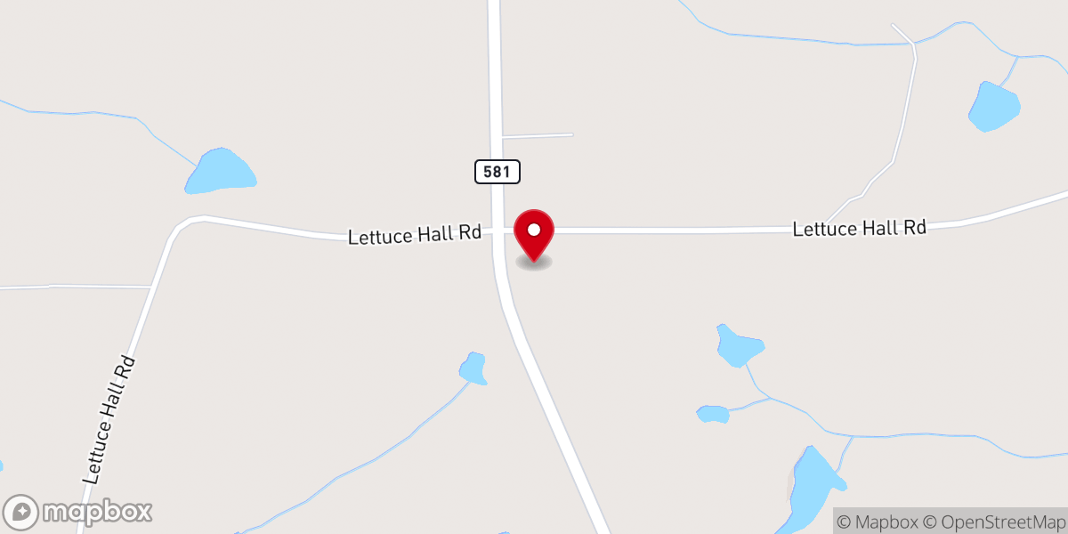 Map showing location of Lettuce Hall Baptist Church