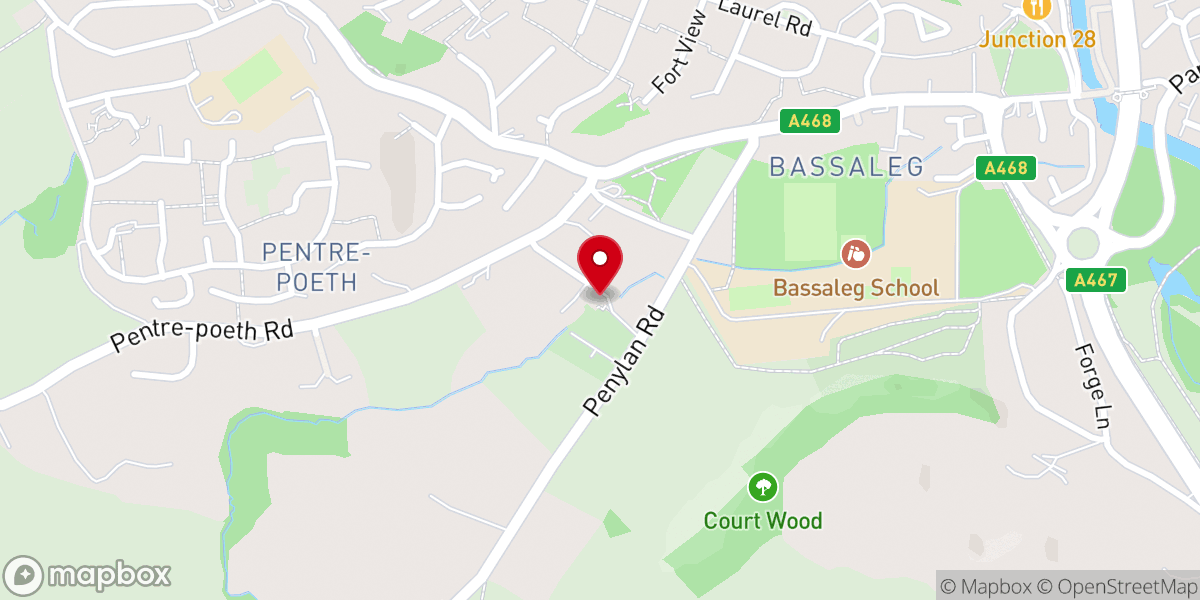 Map showing location of Bethel Baptist Church