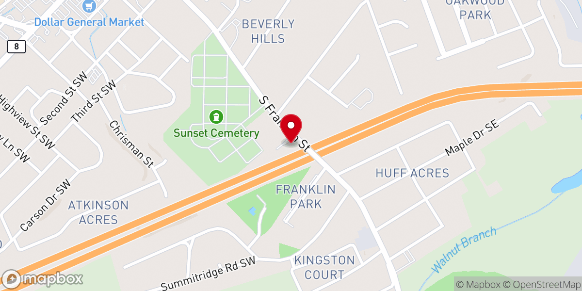 Map showing location of Bible Holiness Church