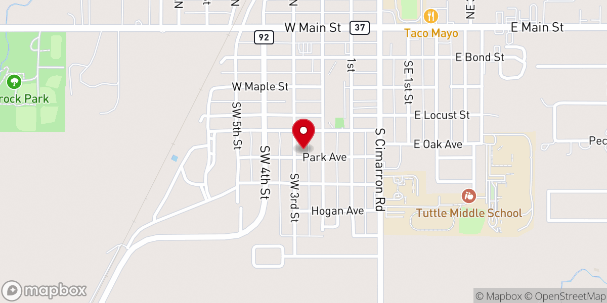 Map showing location of Tuttle Church of Christ