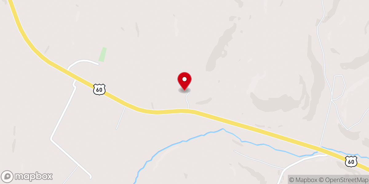 Map showing location of Hites Run Baptist Church