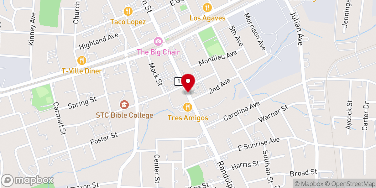 Map showing location of Friendship Baptist Church