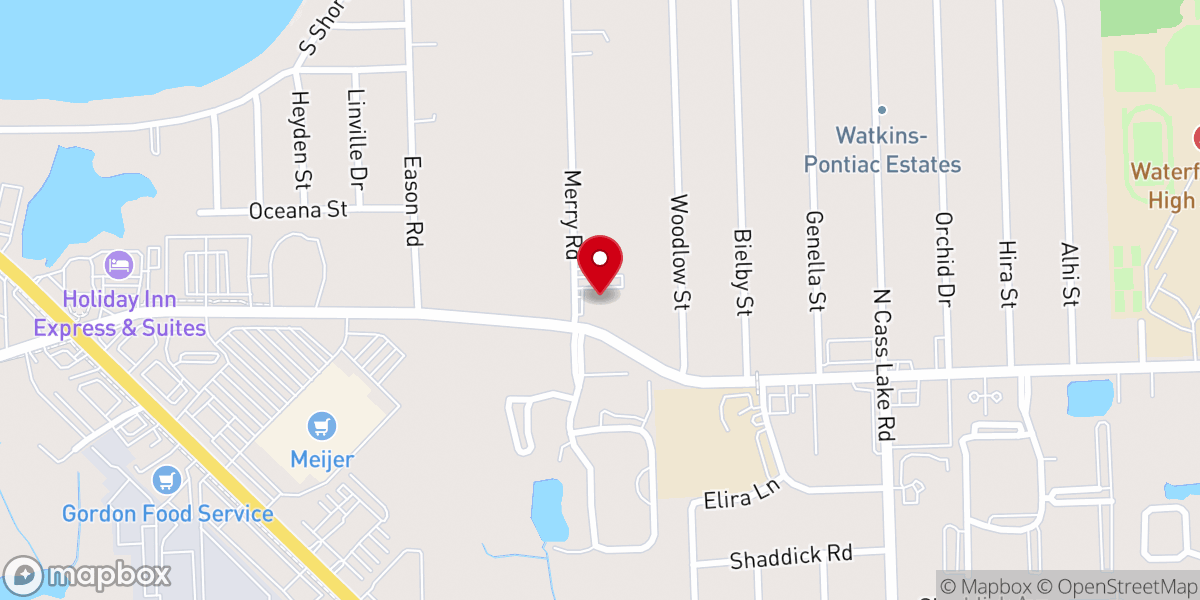 Map showing location of Oakbrooke Bible Church