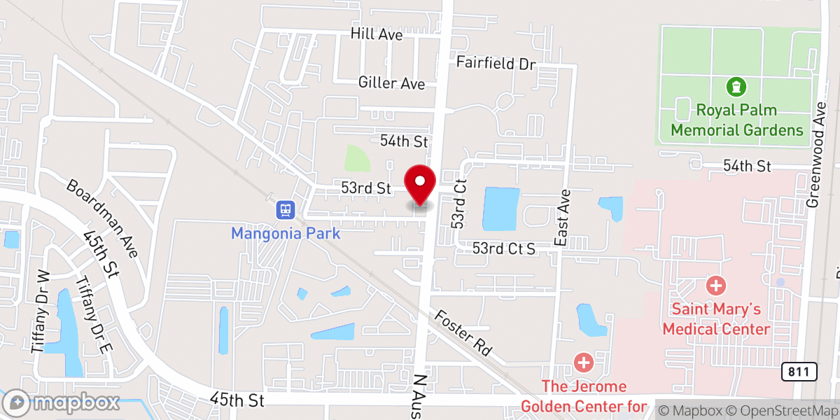 Map showing location of Shuler's Memorial Chapel Inc