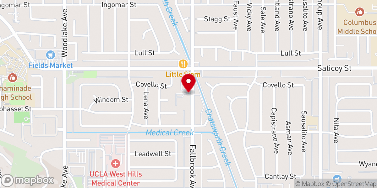 Map showing location of West Hills Church