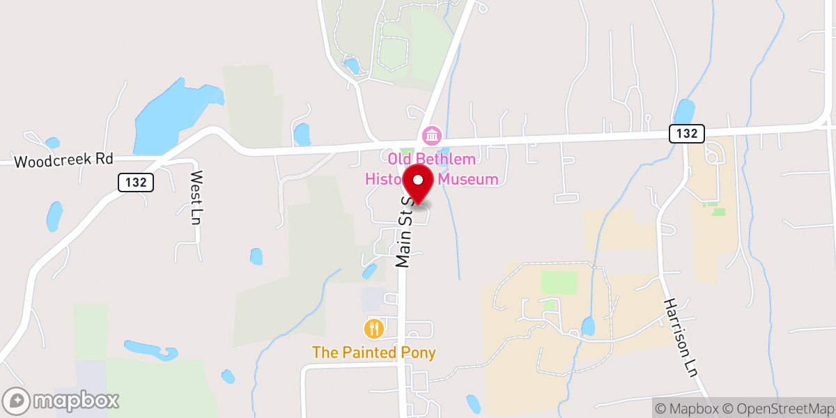 Map showing location of First Church of Bethlehem