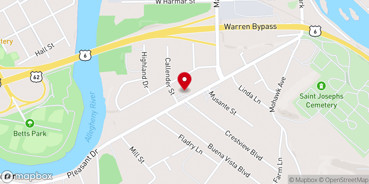 Map showing location of St John's Lutheran Church