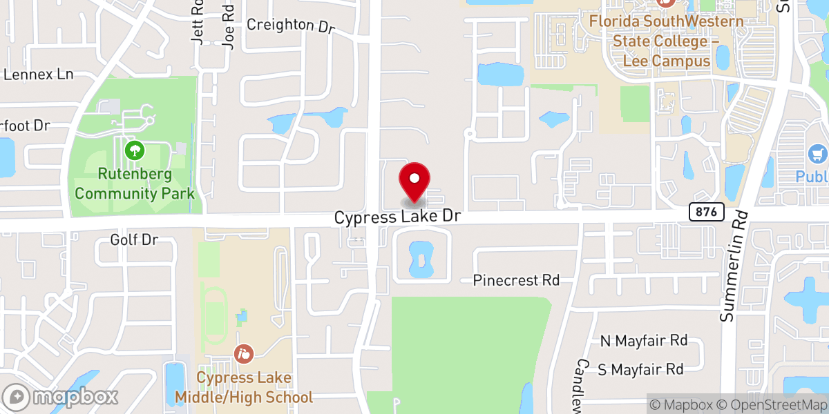Map showing location of Cypress Lake United Methodist Church