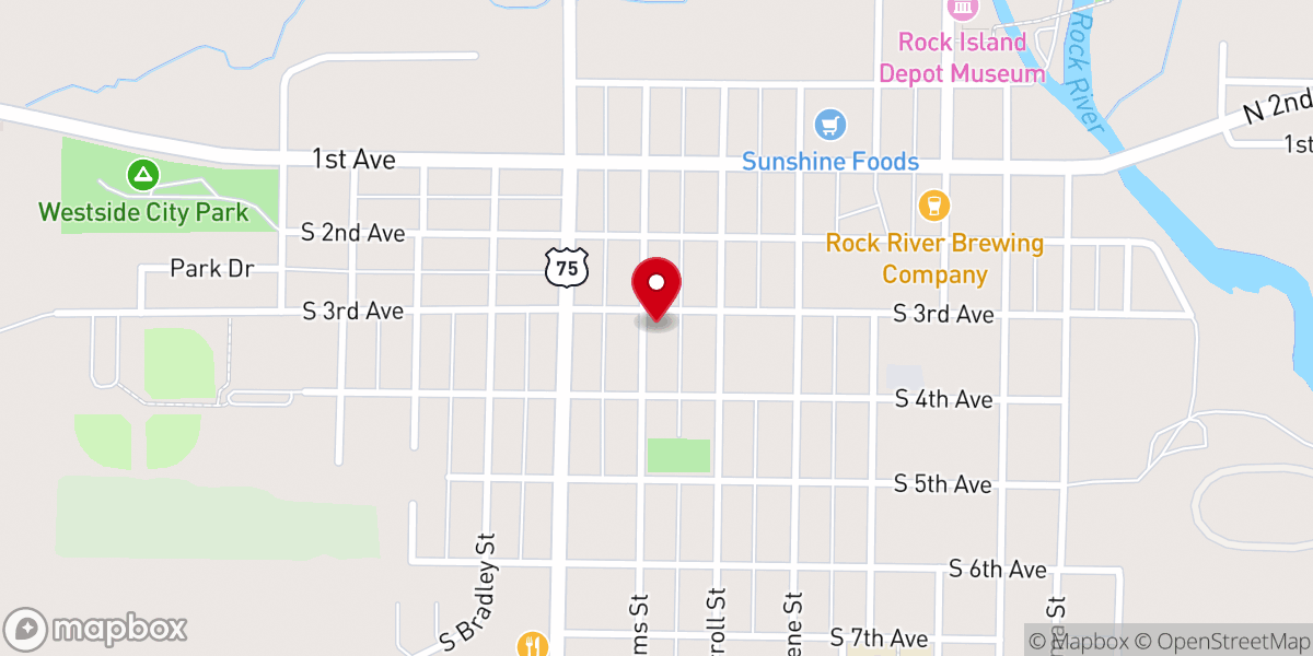 Map showing location of Ransom Church - Rock Rapids Campus