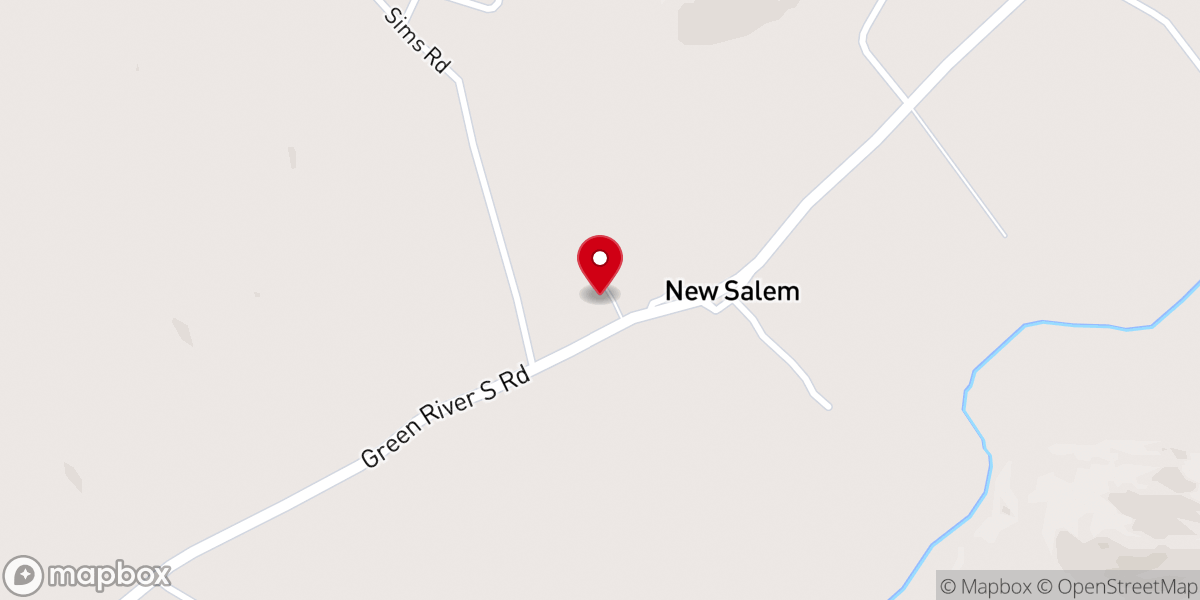 Map showing location of New Salem Baptist Church