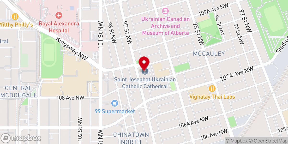 Map showing location of St Josaphat's Ukrainian Catholic Cathedral