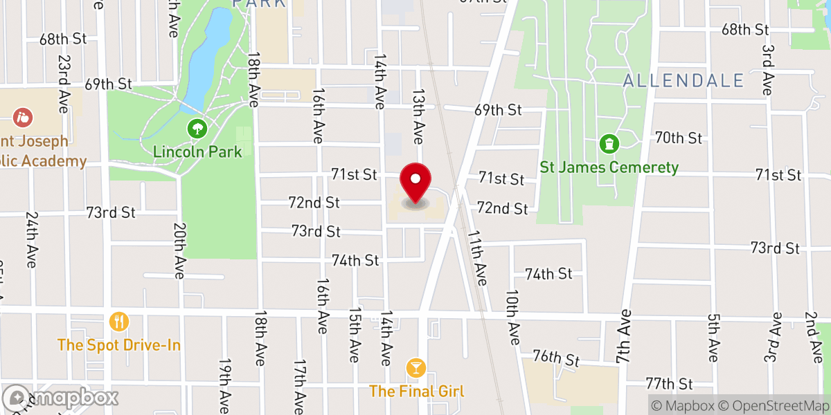 Map showing location of St. Mark Catholic Church