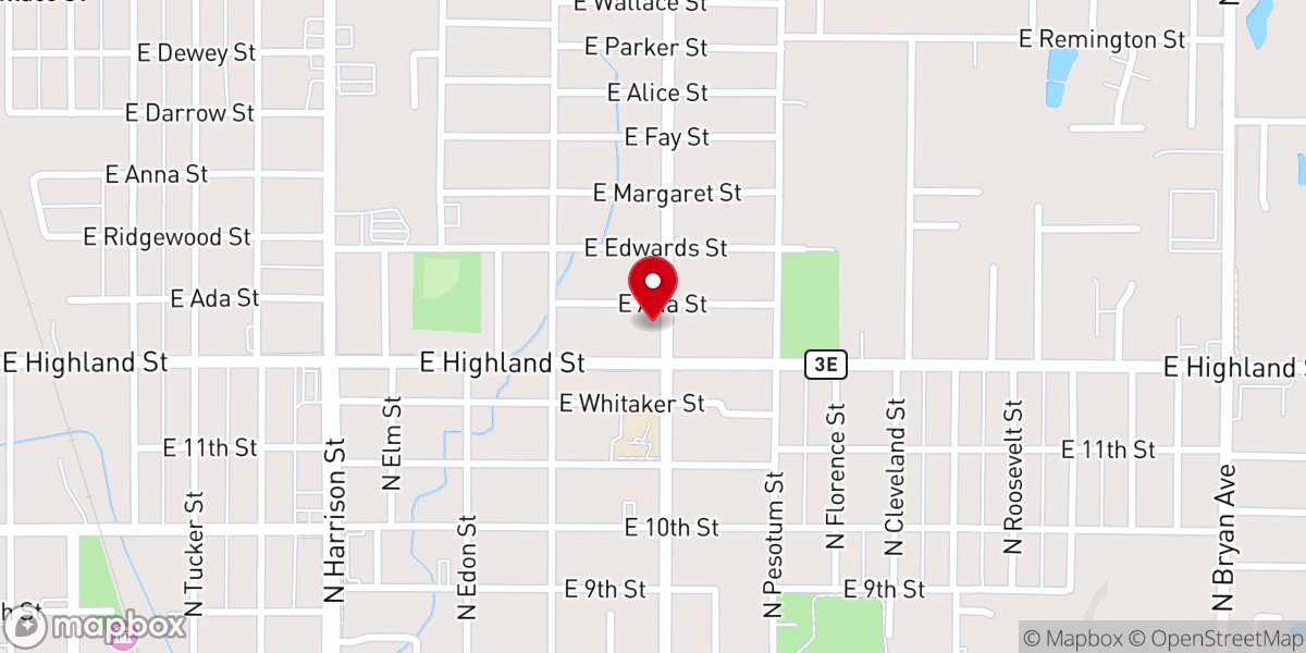 Map showing location of Temple Baptist Church