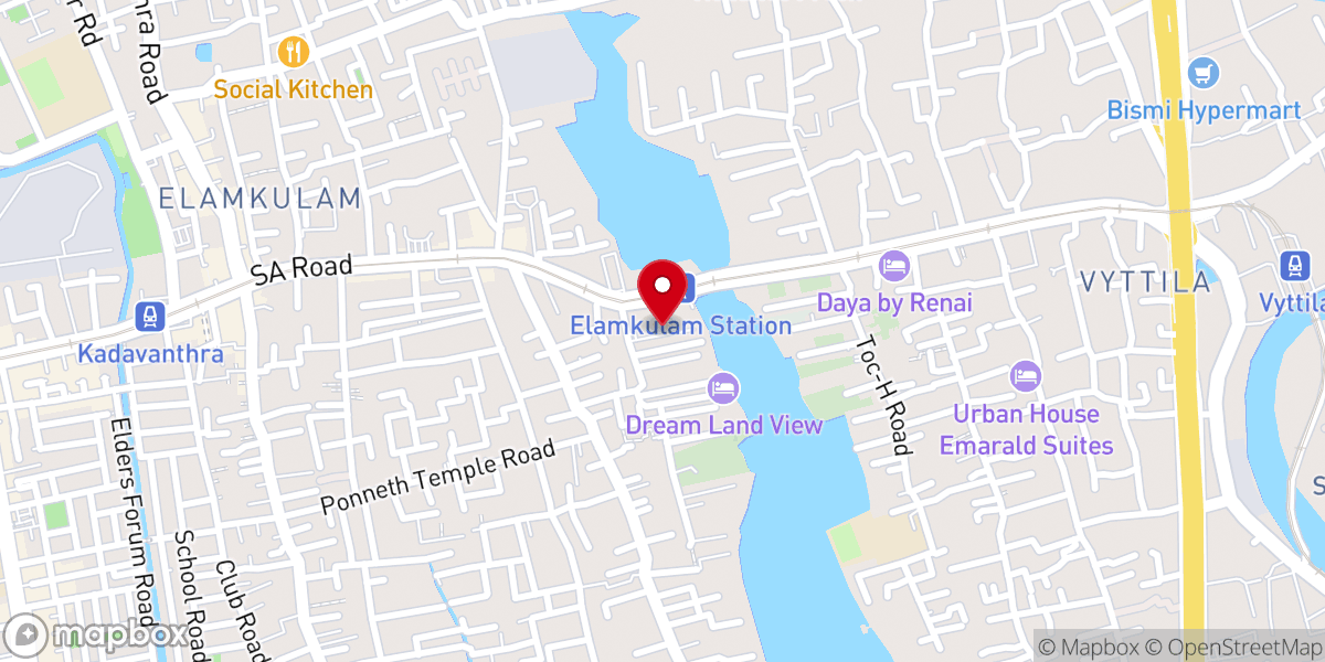 Map showing location of St. Mary's Soonoro Simhasana Church, Elamkulam