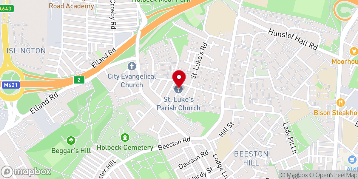 Map showing location of St Luke's Church, Holbeck