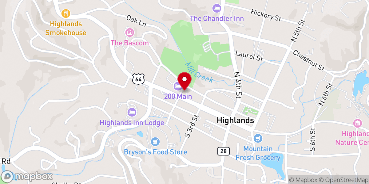 Map showing location of First Baptist Church-Highlands