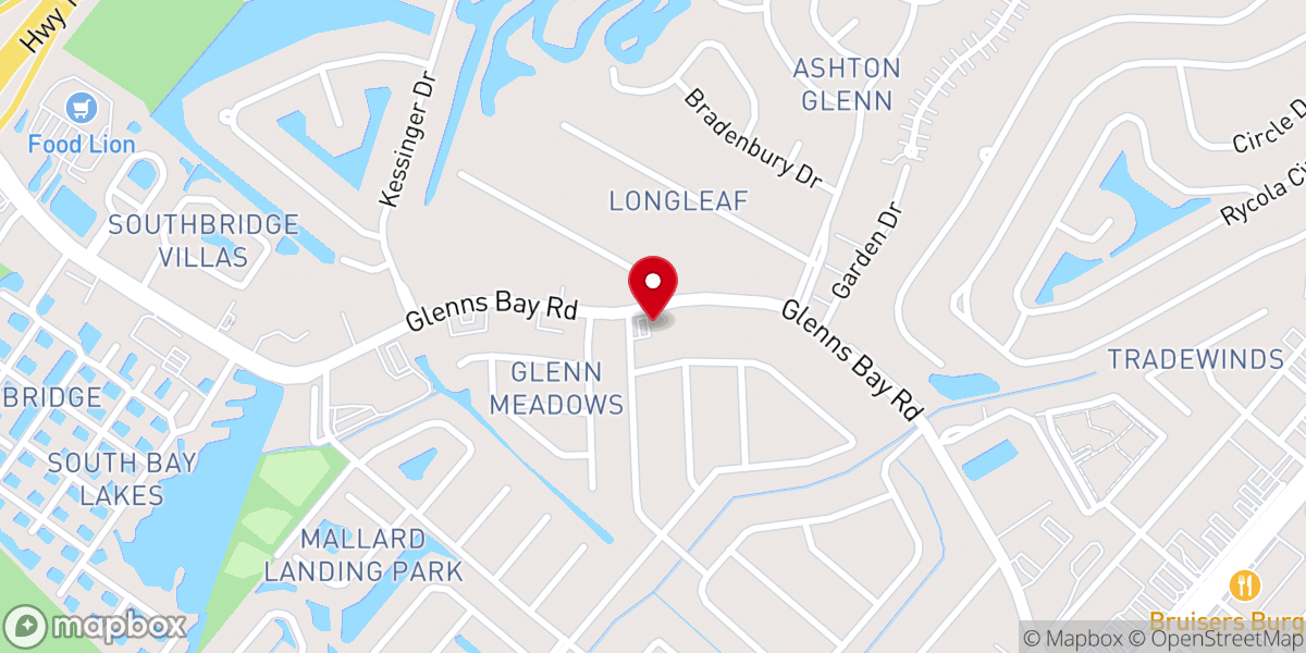 Map showing location of Glenns Bay Baptist Church
