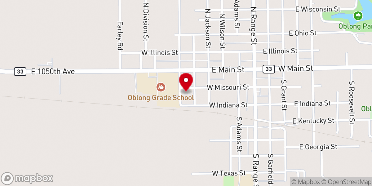 Map showing location of Our Lady of Lourdes Catholic Church, Oblong