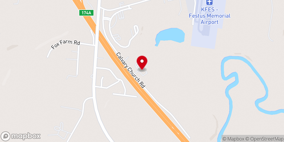 Map showing location of Calvary Christian Center
