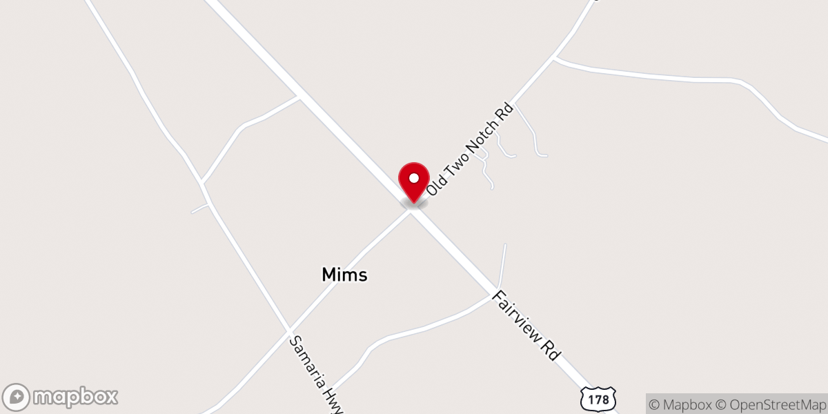 Map showing location of Old Samaria Baptist Church