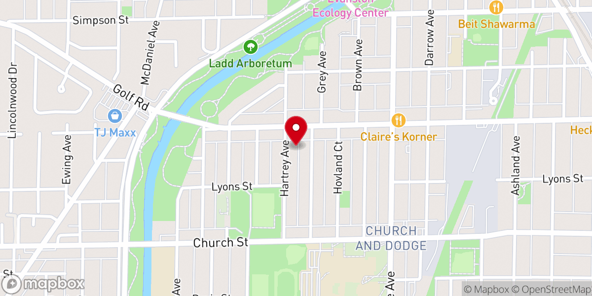 Map showing location of Evanston Seventh-day Adventist Church