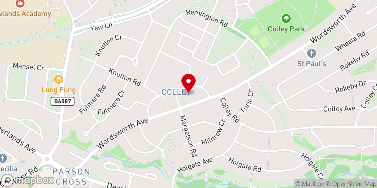 Map showing location of St Thomas More Catholic Church