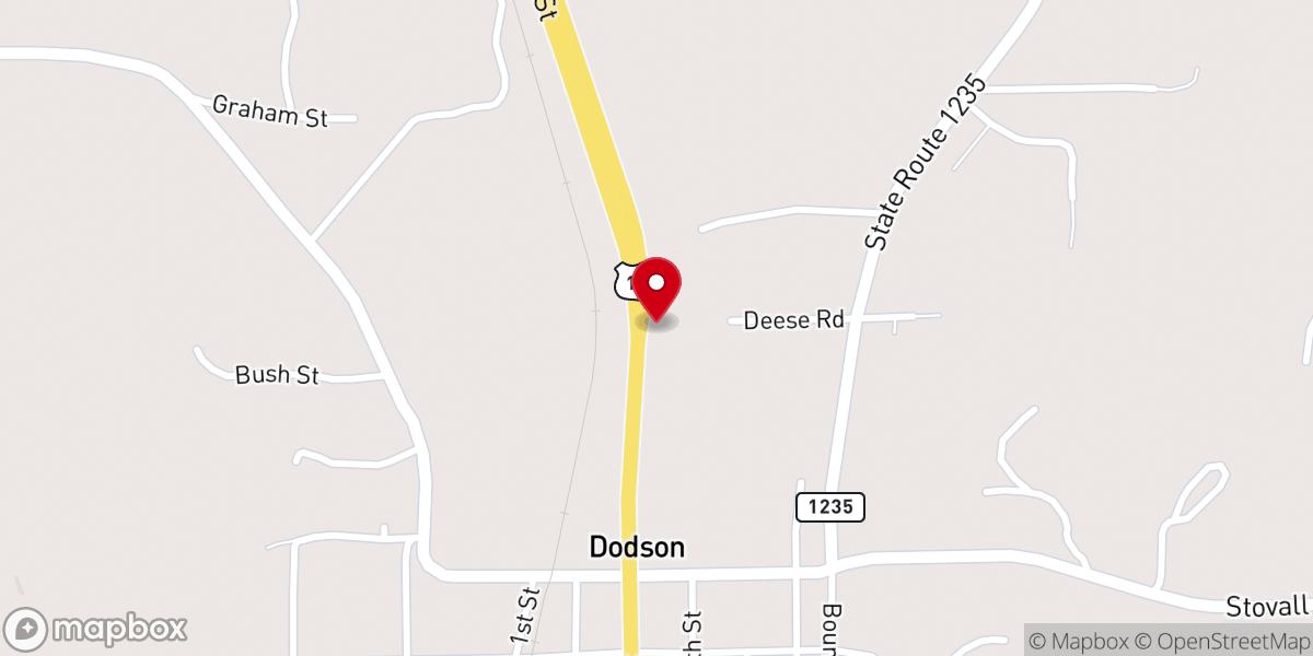 Map showing location of Dodson Assembly of God