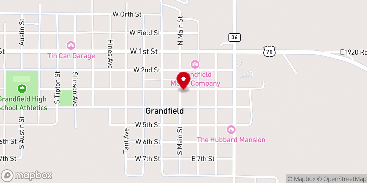 Map showing location of Grandfield First Baptist Church