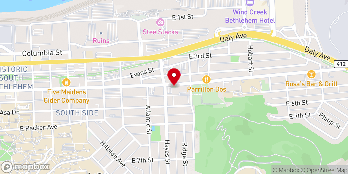 Map showing location of Life Church Bethlehem