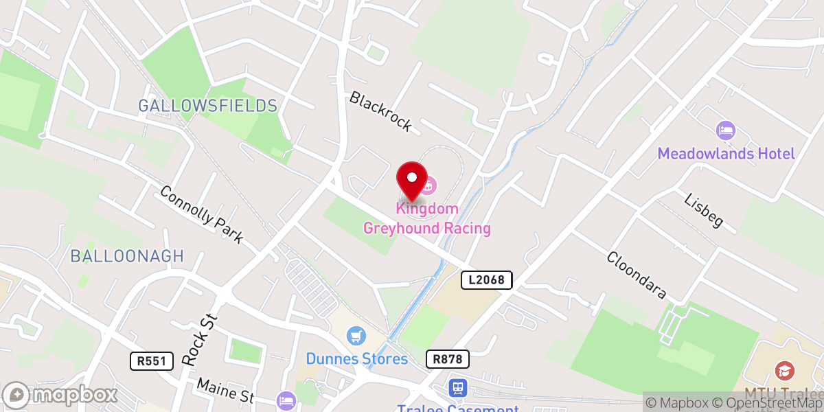 Map showing location of Kingdom Greyhound Stadium
